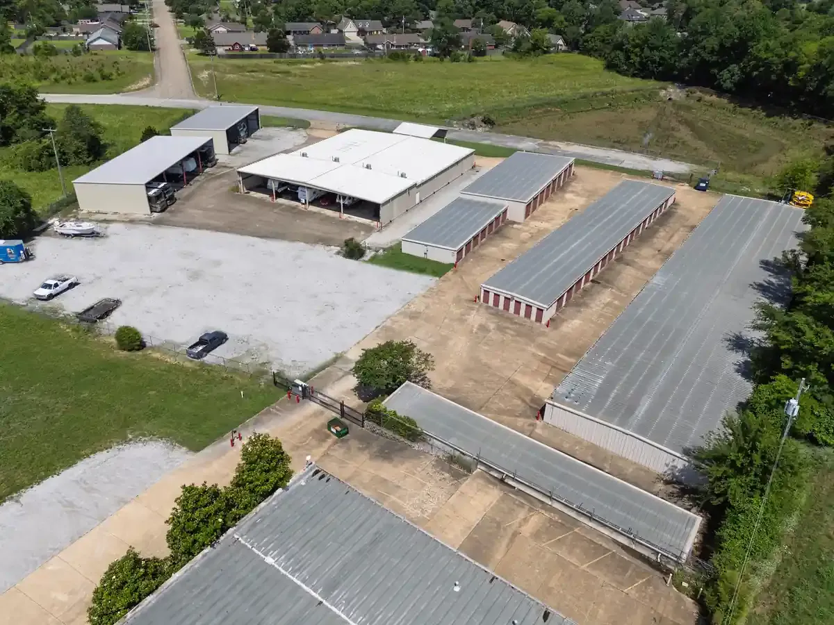 drone image of storage facility